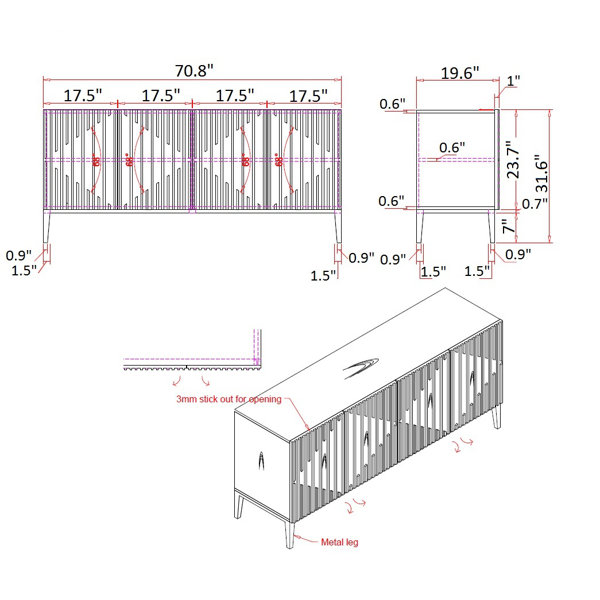 Mercury Row® Ezzell 70.8'' Wide Buffet Table Wayfair